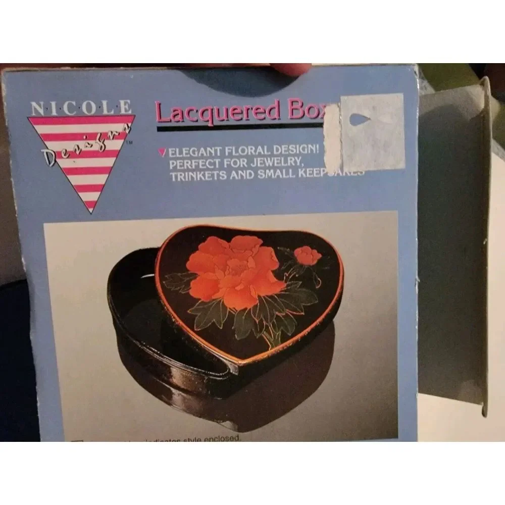 Laquered Jewelry Box Elegant Florsl Design By Nicole Vintage With Box